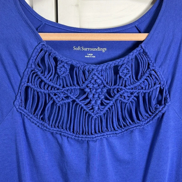 Soft Surroundings Zalie Tunic 3/4 Sleeve Top Size Large Amparo Blue - Picture 4 of 8